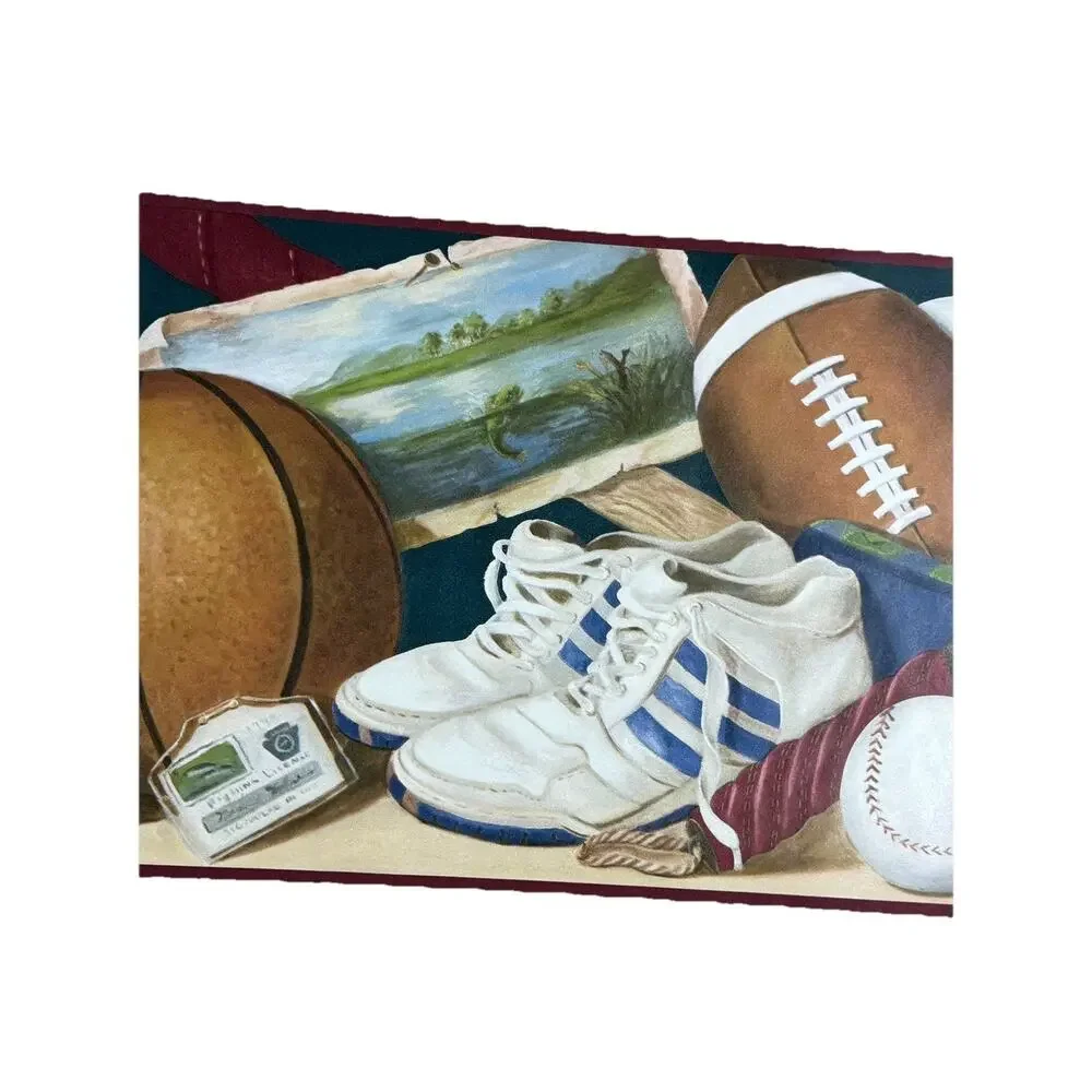Vintage Seabrook Designs Sports Theme Wallpaper Trim 5 yds New Old Stock Border